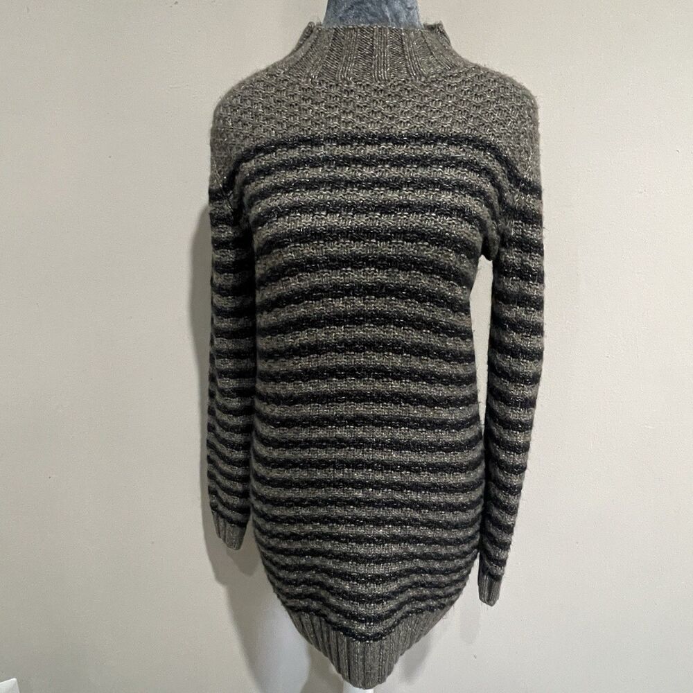 Abercrombie & Fitch Sweater Dress Womens S Knit Mock Neck Striped Gray Navy